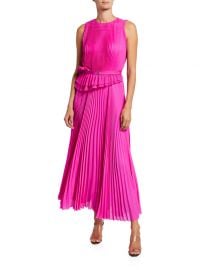 Jason Wu Collection Belted Chiffon Pleated Sleeveless Midi Dress at Neiman Marcus